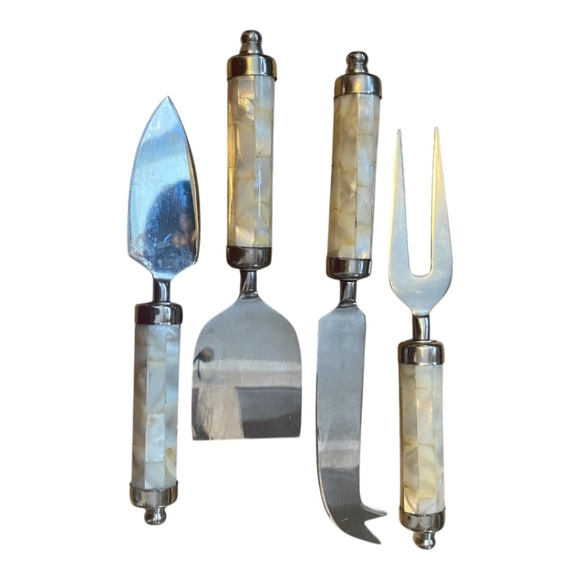 Vintage mother of pearl cheese set (4 pce) - Picture 4 of 16